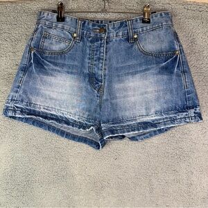 Paul & Joe Sister Shorts Womens 28 Blue Tibonhom Denim High Waisted Button Fly